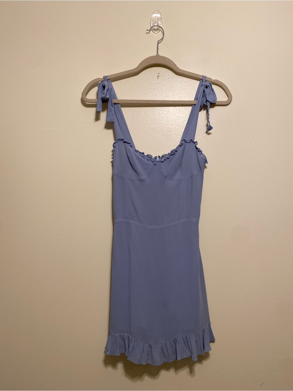 Reformation Blue Tie-Shoulder Mini Dress. Size 2